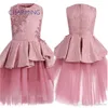 Abiti da sposa rosa Abito per bambini Abito da principessa Abito da sposa per ragazza di fiori Abito da compleanno per bambini Gonna soffice