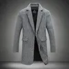 XMY3DWX Male winter is warm and upscale long Woolen cloth coat/men Pure color Two buttons jackets/;Men's trench coats M-5XL