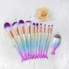 11 pçs conjunto de pincéis de maquiagem colorido peixe cauda em pó fundação sobrancelha delineador blush corretivo cosmético sereia brushes3665636