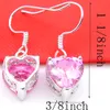 LuckyShine mode femmes boucle d'oreille rose Kunzite gemmes amour coeur Cz Zircon 925 cadeau de mariage balancent bijoux conceptions 12 paires