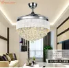 Modern Ceiling Fan Lamp Remote Controller Crystal Lights folding Living Dining Room Bedroom Modern LED Fan Lamps 110V 220v