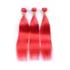 Pure Red Brazilian Straight Virgin Human Hair Weave Bundles Peruvian Indian Malaysian Cambodian Color Red Remy Hair Extensions 8A Grade