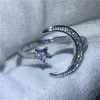 Moon Star Shape Promise Ring 100% Soild 925 Sterling Silver Smycken 5a Zircon CZ Engagement Bröllop Band Ringar för kvinnor