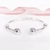 Auténtico brazalete abierto, S925 Sterling Silver Women Bangle Open Bangle Jewelry Fit DIY Beads and Charms