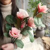 5pcs/lot artificial Silk Magnolia Flower Green Leaf vine home party wedding dining-table hotel DIY craft decoration flower