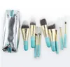 9 stycken syntetiska hårsmakeupborstar med slivfärgväska vacker resande makeup borste set5178676