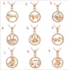 Zeldzaam 12 Zodiac Aries Taurus Gemini Kanker Leo Virgo Libra Scorpius Boogschutter Capricornus Aquarius Vissen Pisces Hanger Gouden Ketting ChKN1047