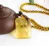 Collana con ciondolo Ciondoli Buddha Gioielleria raffinata Donna Uomo Cristallo giallo Pietra naturale di alta qualità scolpita