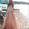 Blush Pink Lace Prom Dresses Glamorous Off Shoulder Beads Appliques A-Line Floor Length Party Dress Stylish Evening Dress Red Carpet Dresses