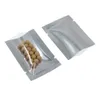 5x7cm 500 PCS Open Top Front Clear Aluminio Foil Paquete de sellado térmico al vacío Bolsa para té Café en polvo Mylar Foil Bolsa de almacenamiento de alimentos con muesca