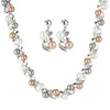 New Europe Fashion Party Casual Jewelry Set Women's Faux Pearl Rhinestone Leaves Halsband med örhängen S98