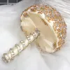 Yapay Düğün Buketleri El Yapımı Güller Çiçekler Altın Rhinestone Kristal Gelin Düğün Buket Nedime Abartılı Düğün Aksesuarları