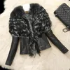 2019 Nova Chegada Mulheres Faux Fur Pu Casacos De Couro Pu Womens Outono Outono Casacos De Pele De Inverno Longo Raccoon Collar Casacos S-XL