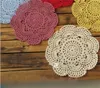 Tapete De Renda De Algodão artesanal Rodada Talheres Pad 20 cm Copo Colorido Crochet Weave Coasters Para Vaso Decoração 1 6jy BY