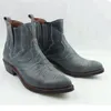 2019 heren slip-op koeienhuid lederen werk laarzen 3,5 cm hakken western cowboylaarzen zwarte botas Hombre botas militares, EU38-45