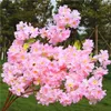 Fake Waterfall Cherry Blossom Flower Branch Begonia Sakura Tree Stem with Green Leaf 108cm for Artificial Decorative Flowers