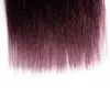 Malaisien péruvien brésilien raide ombre borgogne de couleur bordeaux de cheveux humains tisser 3 paquets avec des extensions de fermeture en dentelle 4x4 1B99J OM9919163