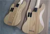 Factory Custom 5 Strings Natural Wood Color Electric Bass Guitar,Chrome Hardwares,Maple Fingerboard,Ash Body,can be changed