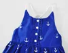 Boutique Filles Vêtements 2018 Date D'été Coton Bleu Robes Sans Manches Plein Bateau Ancre Imprimé Vêtements Enfants Enfants Filles Vêtements