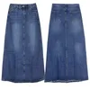 2024 Free Shipping New Fashion Casual Denim Skirt Spring A-line Plus Size S-2XL Long Maxi for Women Jeans Skirts