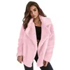 Koreanska Fashion Coat Women Fleece Faux Fur Jacket Coat Långärmad Öppna Front Slå ner Krage 2018 Höst Vinter Ytterkläder Toppar