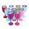 Verres à boire de 10 oz Gobelet Aspirateur Tasse thermo double couche Drinkware Bar tasses Gobelet Stem Gobelets à vin Métal en acier inoxydable Verre Tasses à vin rouge