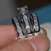 choucong Luxury Women Fashion Full princess cut 20ct Diamond White Gold Filled 3 Engagement Wedding Band Ring Set Gift