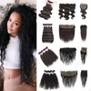 Ludzki Dziewiczy Włosy Prosto Z Koronką Frontal Zamknięcie Wiązki Body Deep Water Natural Loose Wave Kinky Kręcone Peruwiański Malezyjski Idian Brazylijski Splot Weft 10a Grade