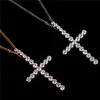 Hot Sales Hip hop Jewelry Men's Long Cross Necklace Pendant Charm Bling Ice Out Cubic Zircon With Chain For Gift