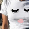 2018 رمش الشفاه الأحمر tshirts رسائل طباعة تي شيرت أنثى زائد الحجم الصيف تي فيميم هاروكو قميص النساء تتصدر XS-4XL Emodern888