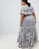 Plus Size Elegante Vestidos de Noite V Neck Lace Apliques de Lantejoulas Frisado de Manga Curta A Linha Prom Dress Até O Chão Formal Vestidos de Festa