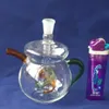 Hookah Teapot、Wholesaleガラスボンズオイルバーナーパイプ水パイプガラス管オイルリグ喫煙送料無料FGNG