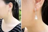 Classic 925 Sterling Silver Clear Crystal Long Drop Earrings Teardrop Bridal Party Wedding Jewelry for Women Whole212s