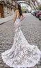 Julie Vino 2019 Mermaid Lace Bröllopsklänning med Overskirts V Neck Backless Bridal Gowns Custom Vestido de NoviaAppliqued Bröllopsklänningar