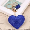 Zosh Heart KeyChain Leather Tassel Gold Key Holder Metal Crystal Key Chain Keyring Charm Bag Auto Pendant Gift Hela 1289Q