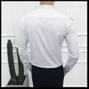 Kontrast Boru Standı Yaka Gömlek Uzun Kollu Katı Tasarımcı Madarin Yaka Slim Fit Camisa Sosyal Masculina Camicie UOMO