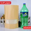 14x22cm Stand Kraft Paper Aluminum Foil Laminating Reusable Food Packaging Bags Baking Snacks Candy Tea Heat Sealing Zip Lock Package Pouch