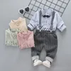 Baby Jongens Herfst Heren Strap Outfits Baby Tie T-shirt + Pant 2 stks / set Kinderkleding Sets Toddler Kleding