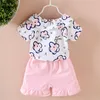 Bébé filles vêtements ensemble été enfants petite Miss tenue enfant en bas âge Floral à manches courtes T-Shirt + pantalon 2 pièces enfants vêtements ensemble