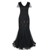 Vrouwen 1920s Great Gatsby Jurk Lange 20s Flapper Jurk Vintage V-hals Korte Mouw Maxi Partij voor Prom Cocktail