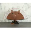 Dessin animé peint à la main ventilateur de chat japonais bambou soie pliant ventilateur tenu dans la main artisanat traditionnel chinois ventilateurs décoratifs cadeau 7 pouces
