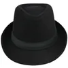 Unisex Wool Felt Fedora Hat With Band Classic Solid Plaid Jazz Church Top Caps Panama Bowler Brim Caps For Gentleman