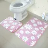 2 pçs / set malha espessura coral lã casa de banho de memória espuma de espuma banho antiderrapante tapetes de piso absorção de água tapete toalete decor