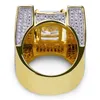 Iced Out Ring Zircon 3D Suqare Gold Color Rings for Male Women Pling Personal Fashion Glamor Jewelry Lover Gift270p