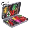 Fly Fishing Flies Kit 100st 20 Färger Flyga Fiske Lures Bass laxöring Flugor Torka / våta Flugor Fiske Tack med Fly Box