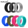 7pcs/set 6-12 Size Hypoallergenic Crossfit Flexible 8mm Food Grade FDA Silicone Finger Ring For Men Women Wedding Jewelry Gift