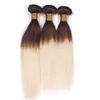 Peruanisches Braun zu den blonden Ombre-Menschenhaar-Bündel-Angeboten 3Pcs gerade # 4/613 Brown-Wurzel-Blondine-zwei Ton Ombre-Menschenhaar-Schuss spinnt