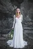 Mermaid Beach Modest Dresses V Neck Hollow Back Long Sleeve Lace Bridal Gowns Cheap Plus Size Wedding Dress Robe De Marie