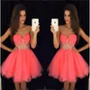 Sexy Sweetheart Short Homecoming Dresses Crystal Beaded Mini Party Dress vestidos de festa Simple prom party dresses Custome Made