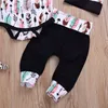 2018 New Baby Clothes Set Infantil Do Bebê Das Meninas Dos Meninos Da Pena de Impressão Romper Calças Hat Headband 4 PCS Roupas de Algodão de Algodão Crianças Meninos Meninas Roupas
